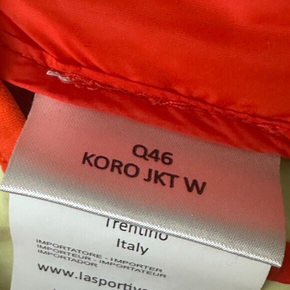 La Sportiva Koro Jacket Women’s Medium Cherry Tomato Zest Hood Zip Puffer Hybrid - Picture 6 of 9